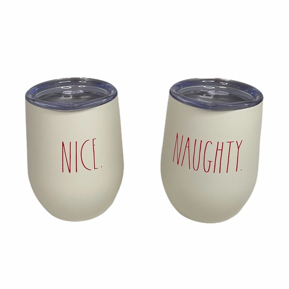 Rae Dunn Naughty and Nice Insulated Wine Glasses, Cream - Picture 5 of 5